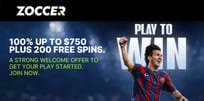 Zoccer Casino Welcome Offer: 100% boost up to $750 + 200 Free Spins
